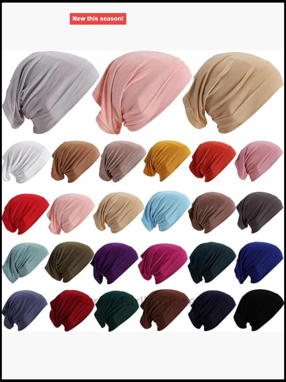 Stretch Solid Knit Hijab Caps 25-Pack Breathable Cotton Unisex Dreadlock Cap